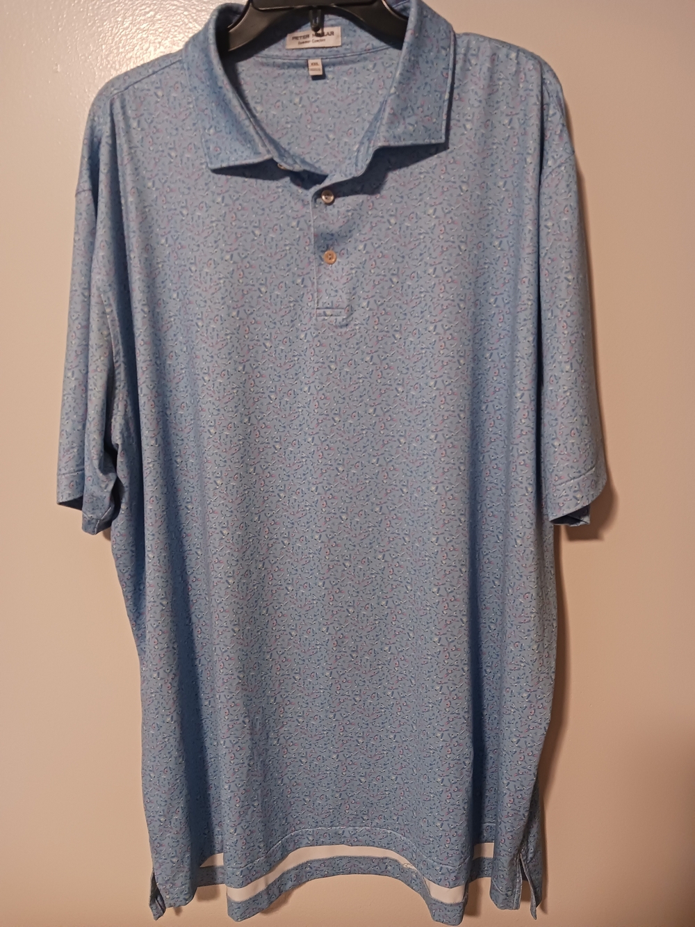 Peter Millar Light Blue Printed Polo Shirt